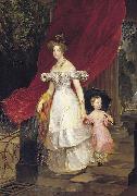 Karl Briullov Portrait of Grand Duchess Elena Pavlovna and her daughter Maria oil painting artist